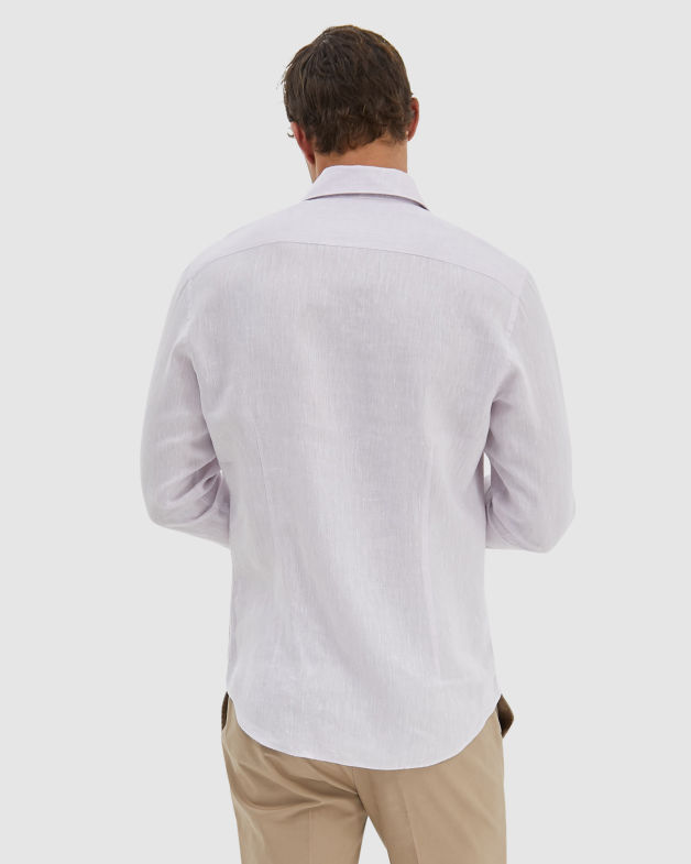 Julian Long Sleeve Slim Linen Shirt in LILAC