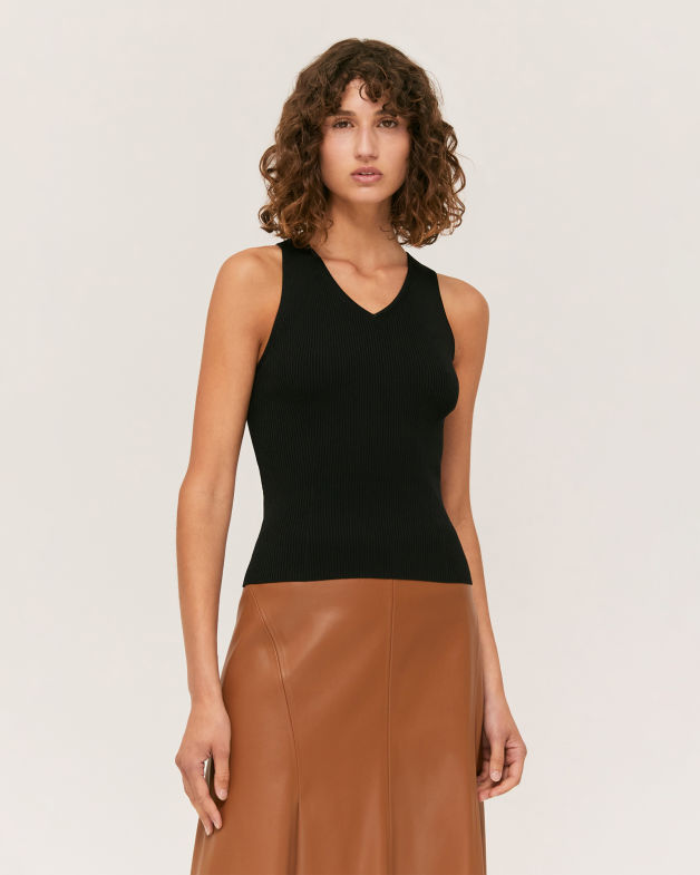 Vicky Rib Racer Tank in BLACK