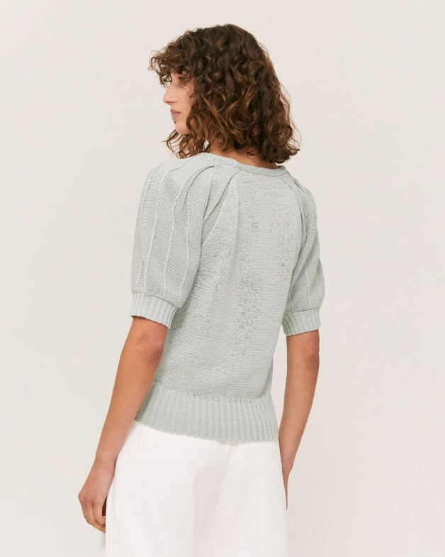 Edith Puff Sleeve Top in PEPPERMINT