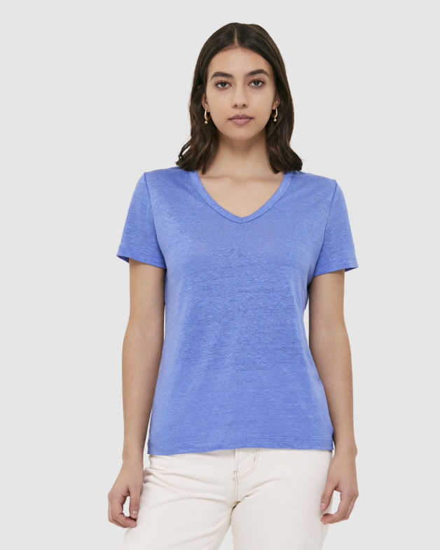 Madison V Neck Tee in MARINE