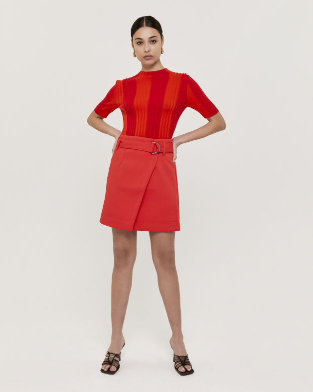 Melody Short Sleeve Colour Block Knit in SCARLET