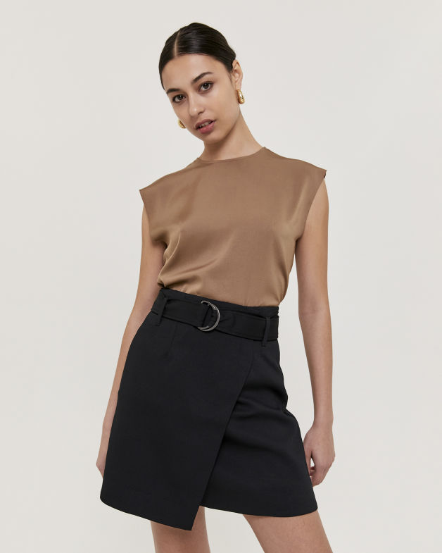 Dharma Wrap Mini Skirt in BLACK