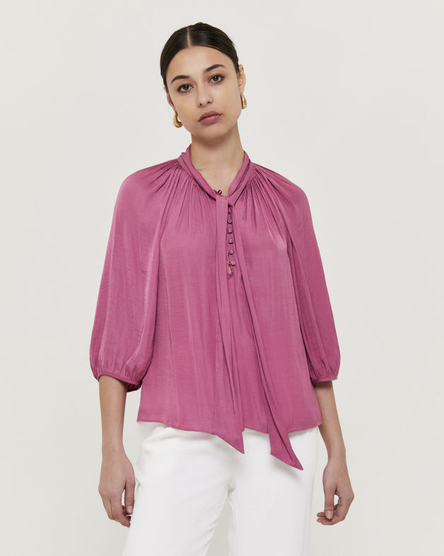Lillian Puff Sleeve Top in ORCHID