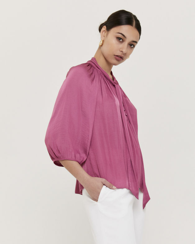 Lillian Puff Sleeve Top in ORCHID