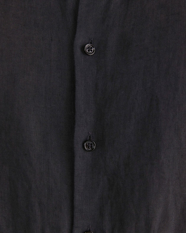 Anderson Long Sleeve Classic Linen Shirt in WASHED BLACK
