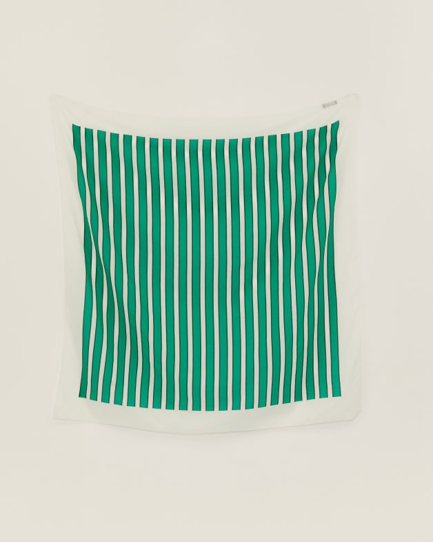 Tilda Silk Cotton Stripe Sarong in EMERALD