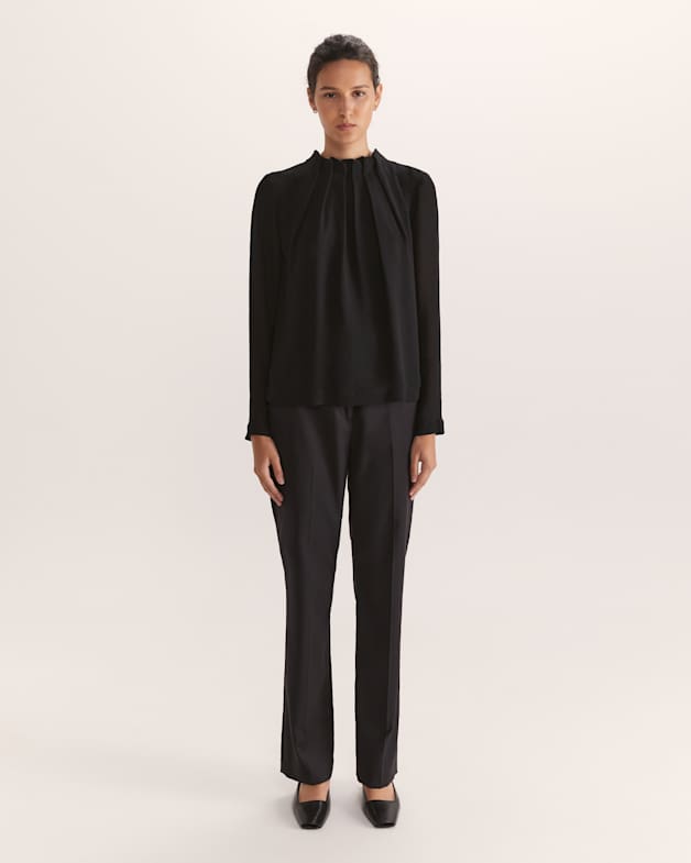 Willa High Neck Long Sleeve Top in Black - SABA