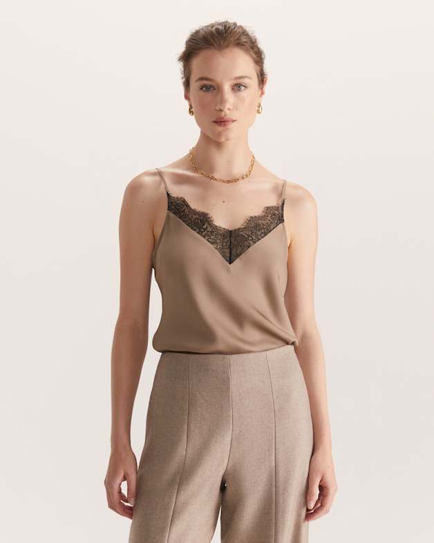 Luan STRIPED PETAL CAMISOLE OP (brown)（SNAP）