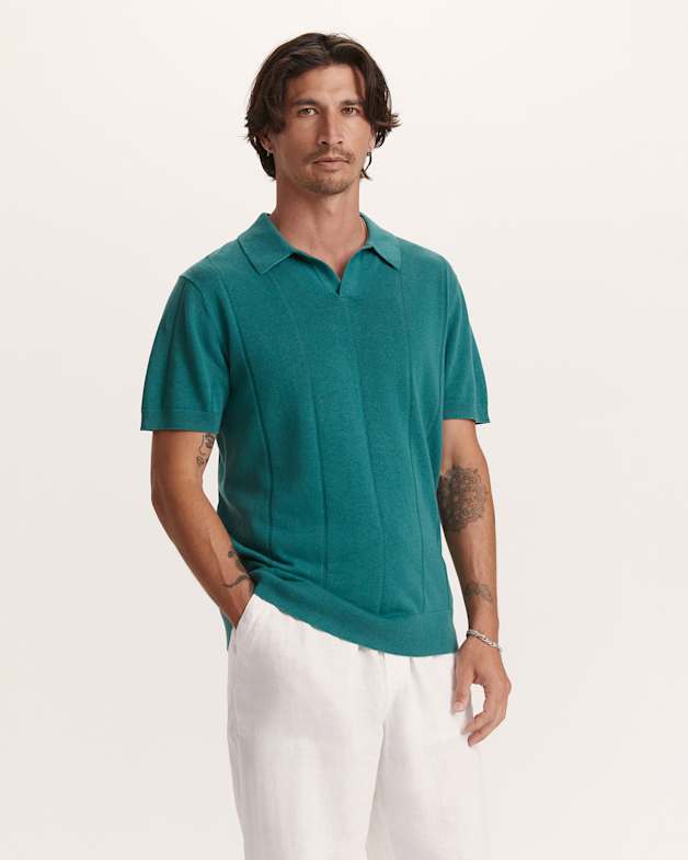 宅配 Knit Cornell Polo SABA - Green in トップス