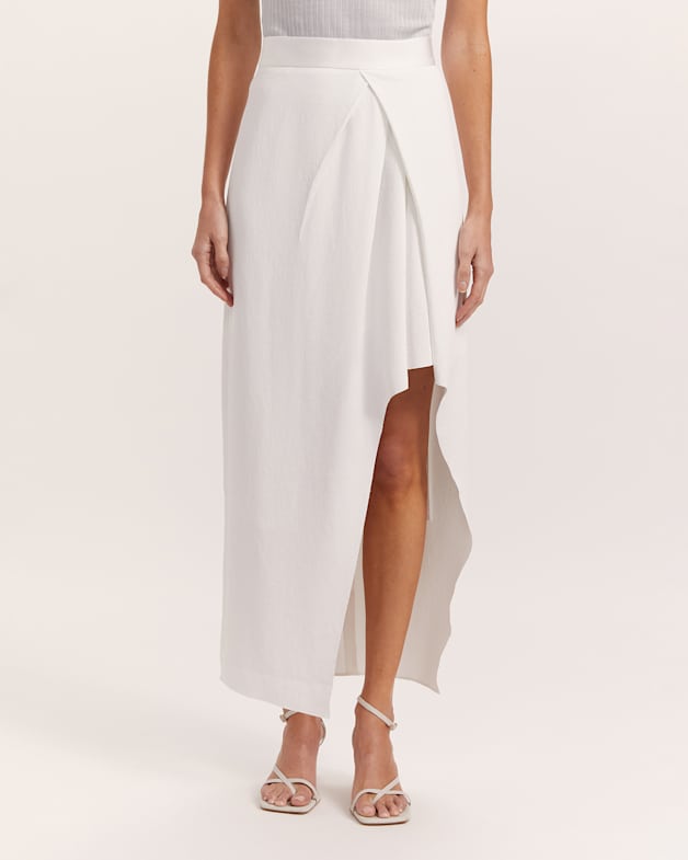 NieR ASYMMETRY UNISEX SKIRT【DAHLIA】 Dharma Asymmetrical Skirt in Alabaster - SABA