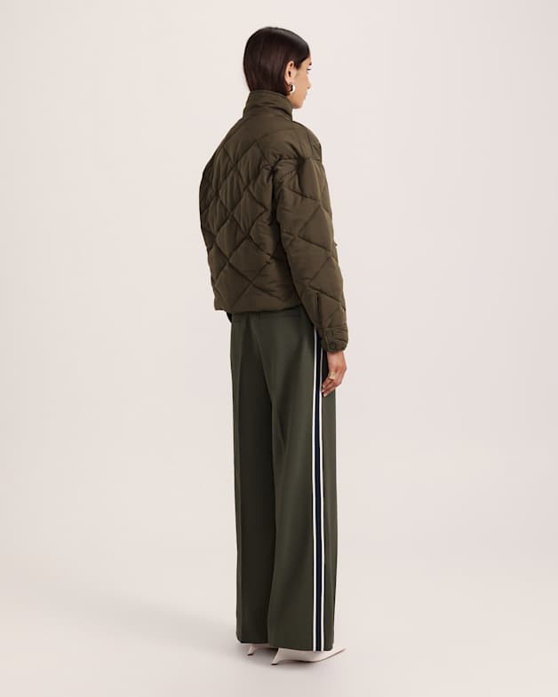 Audra Quilted Jacket in Dark Khaki - SABA