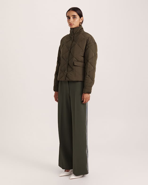 Audra Quilted Jacket in Dark Khaki - SABA