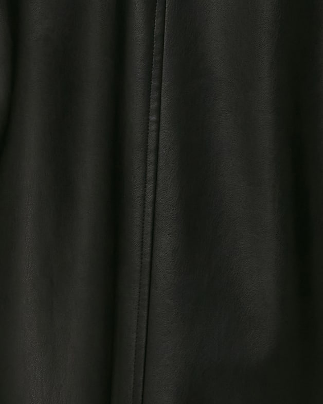 Viv Vegan Leather Short Sleeve Shirt in BLACK