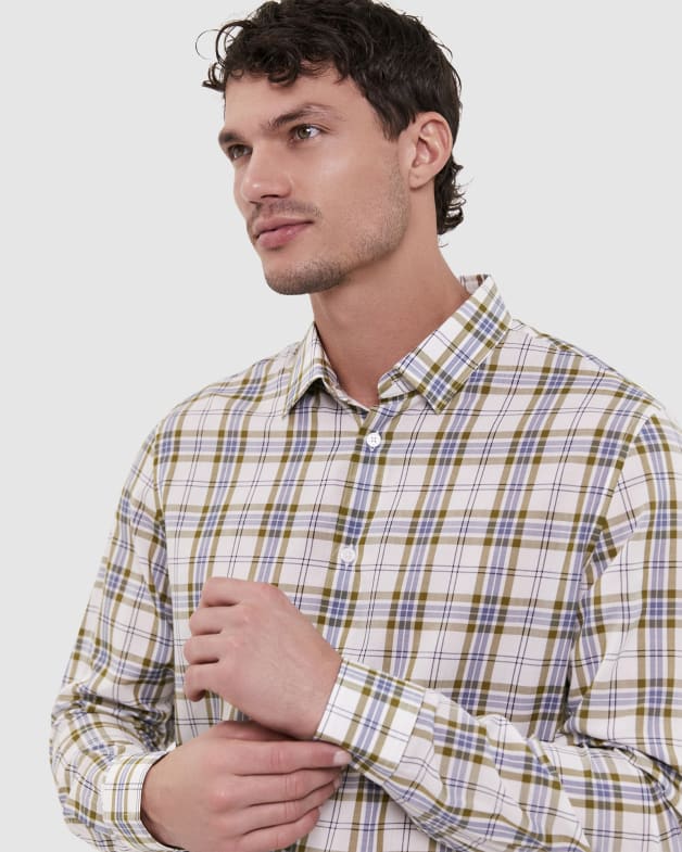 Kerrs Long Sleeve Classic Check Shirt in MOSS