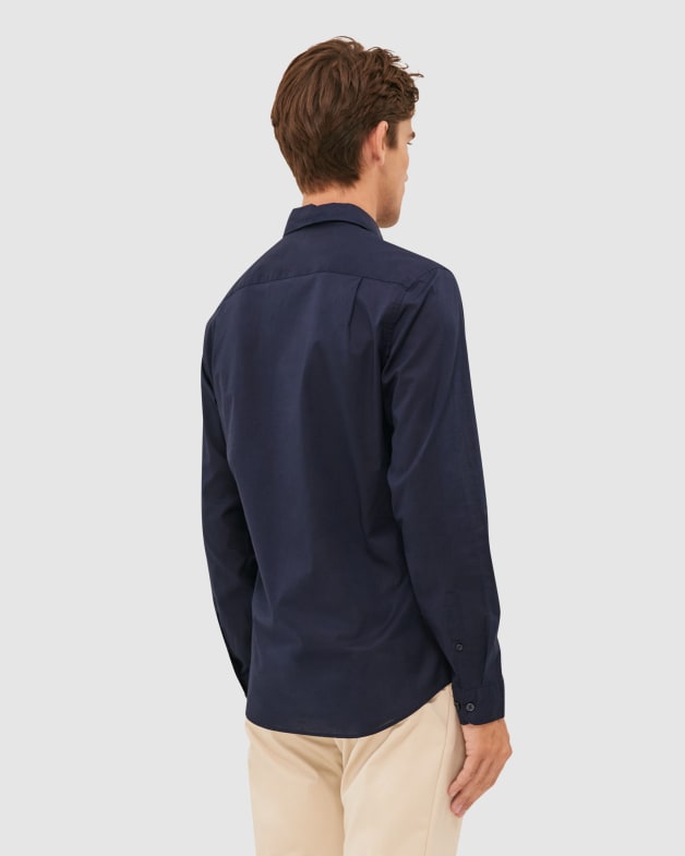 Jay Long Sleeve Voile Shirt in NAVY