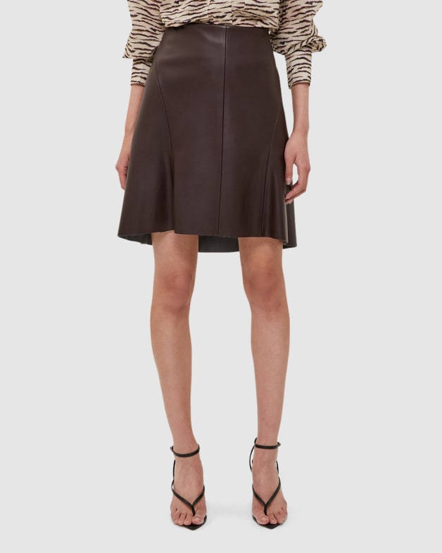 Viv Vegan Leather Short Skirt in COCOA