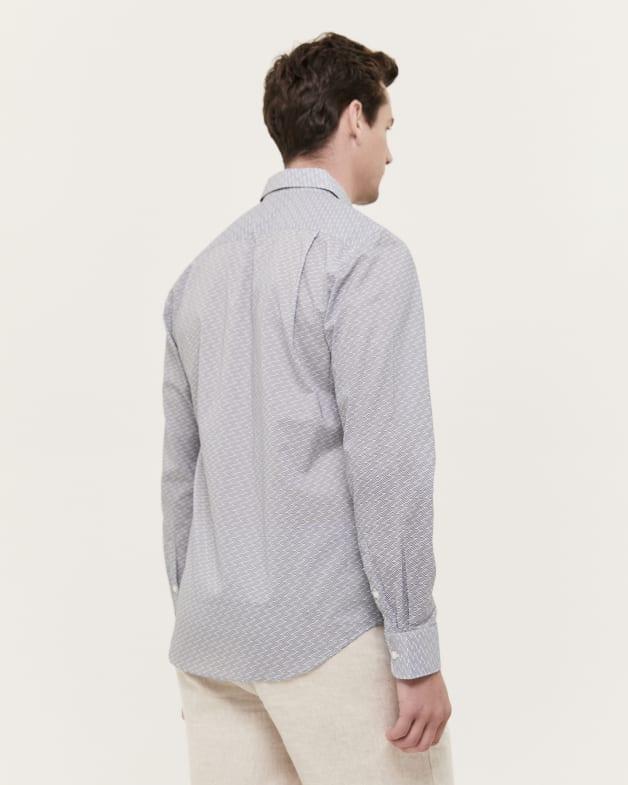 Antoni Long Sleeve Classic Print Shirt in INK/WHITE