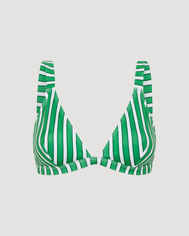 Tilda Bikini Triangle Bra in EMERALD/WHITE