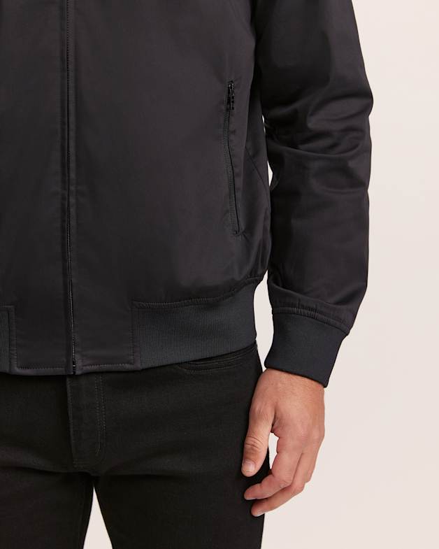 Mens smart black bomber jacket top