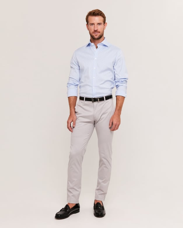 Turrell Long Sleeve Slim Check Shirt in LIGHT BLUE