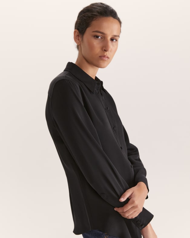 Sam Silk Cuff Shirt in BLACK