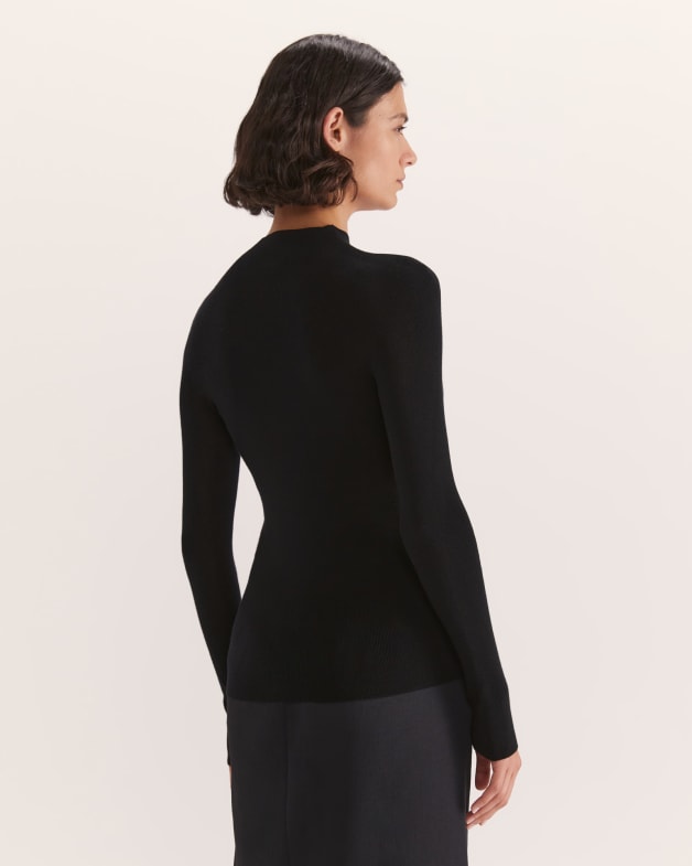 Clare Seamless Babywool Knit in BLACK