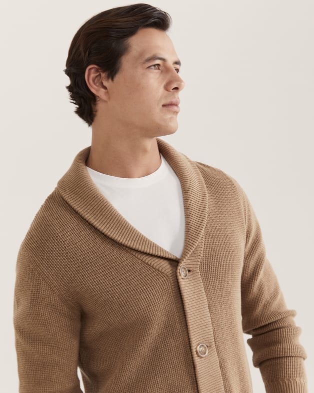 Camel shawl outlet collar cardigan