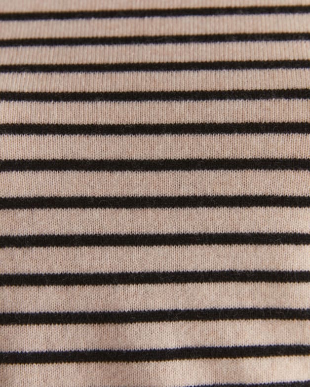 Nora Wool Cashmere Stripe Knit in SAND