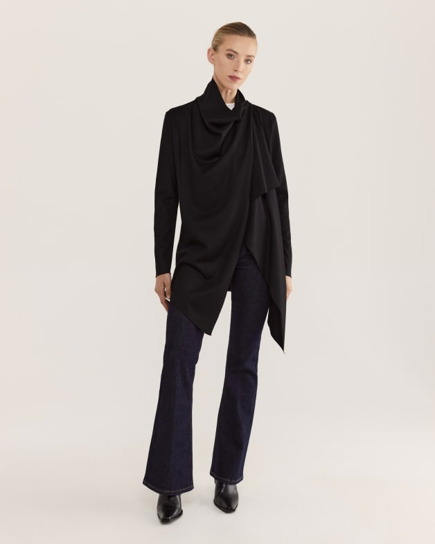Karlie Merino Wool Knit Cardigan in BLACK
