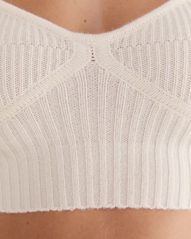 Elle Wool Cashmere Knit Bralette in WINTER WHITE