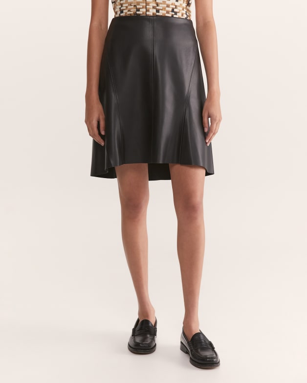 Viv Vegan Leather Short Skirt in BLACK