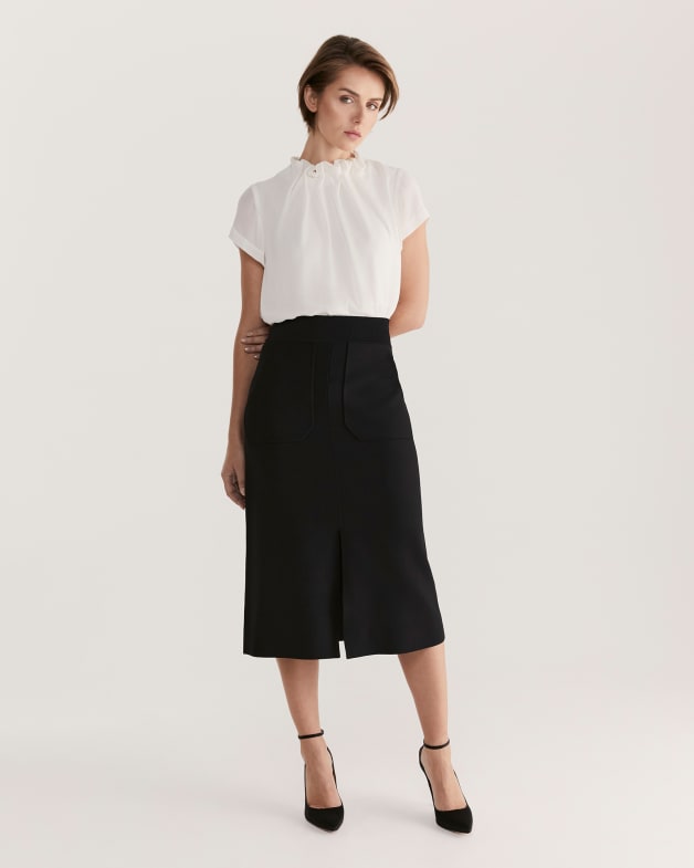 High waisted best sale fluted pencil skirt