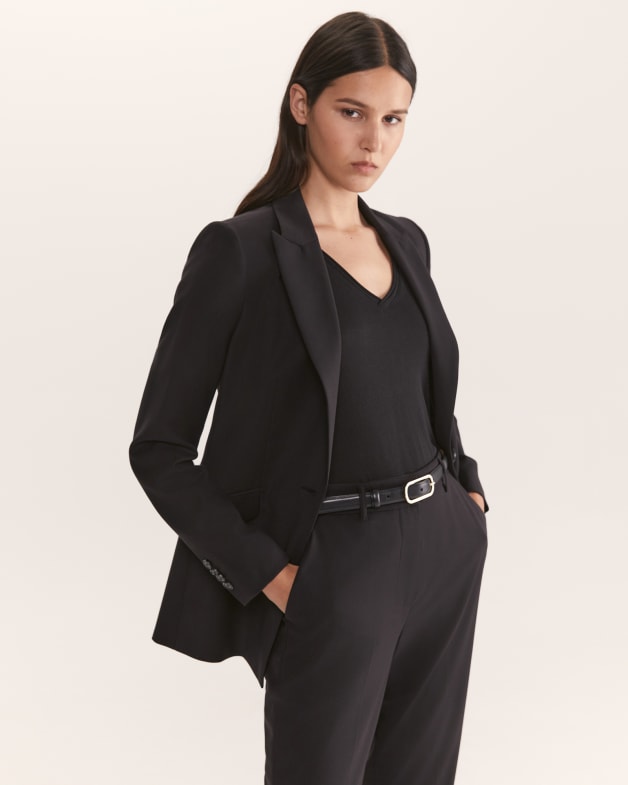 Celeste Wool Tapered Suit Pant in BLACK
