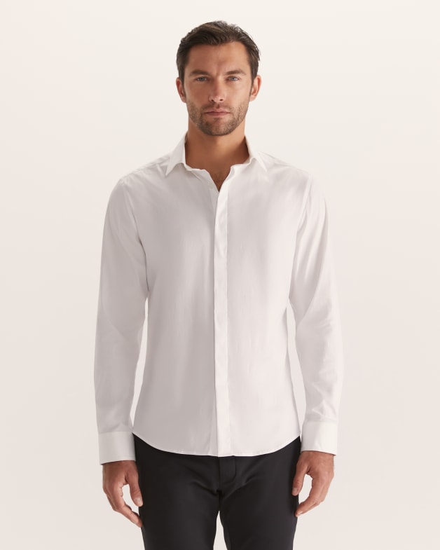 Stretch Poplin Shirt in WHITE