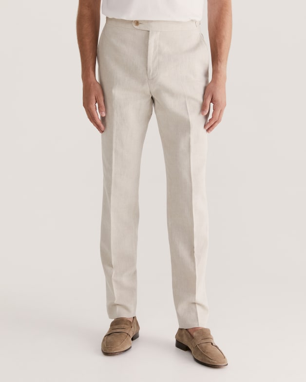 Elias Linen Cotton Side Adjuster Pant in OATMEAL