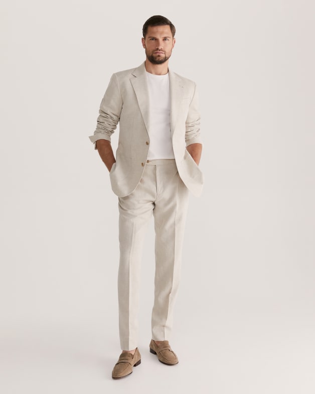 Elias Linen Cotton Side Adjuster Pant in OATMEAL
