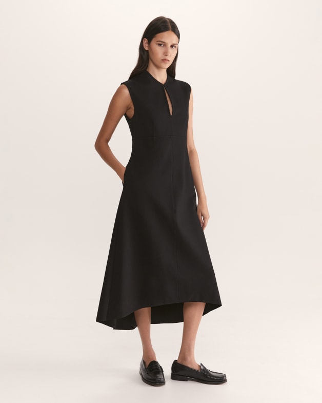 Lola Sleeveless Midi Dress in BLACK