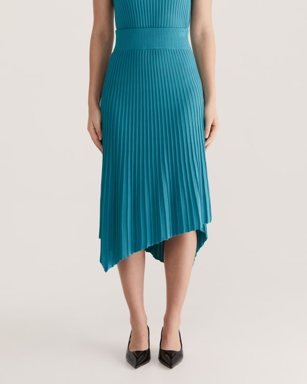 Green pleated knit skirt discount