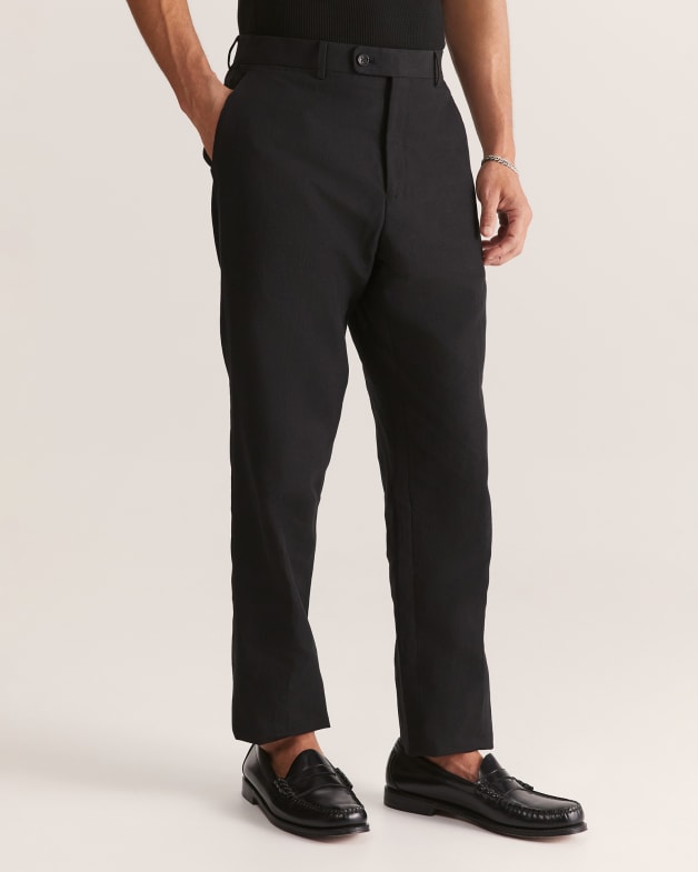 Taranto Cotton Linen Suit Pant in BLACK