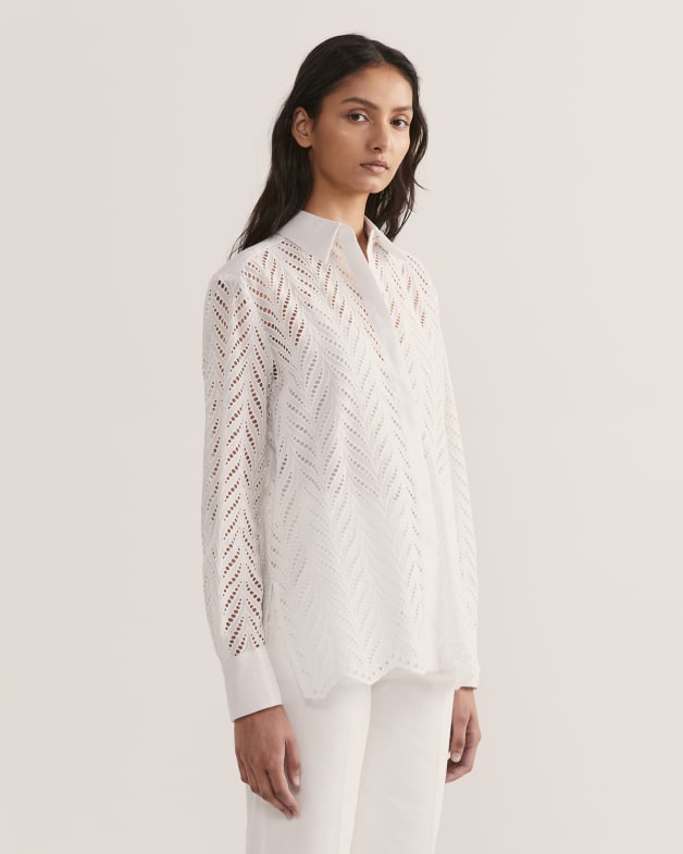 Leah Broderie Shirt in WHITE