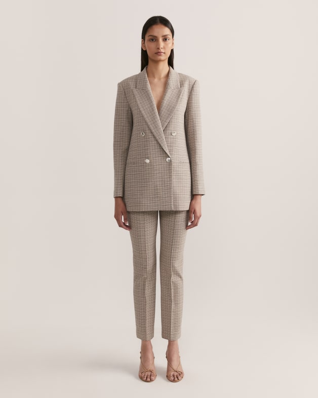Grey check clearance double breasted blazer