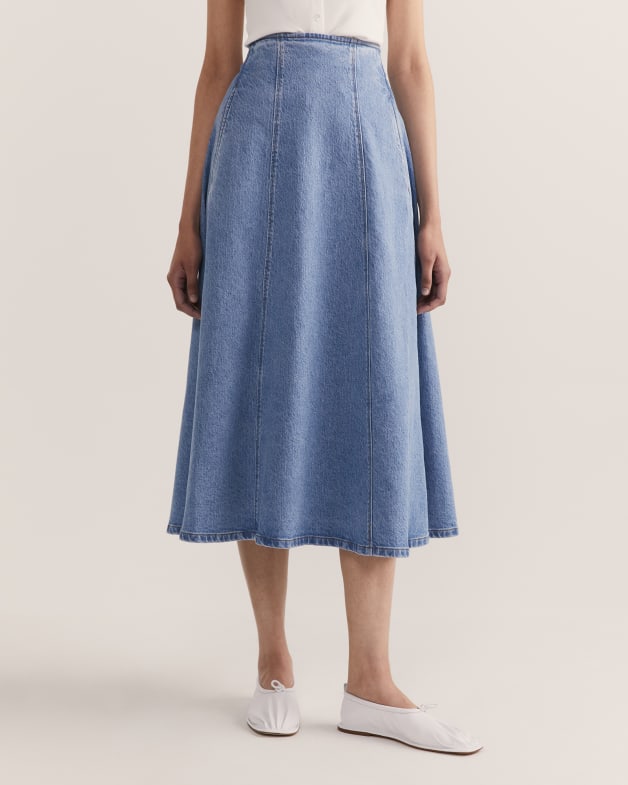 Billie Denim Skirt in MID BLUE