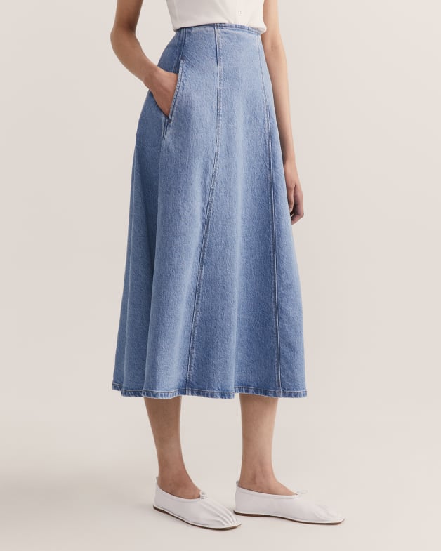 Billie Denim Skirt in MID BLUE
