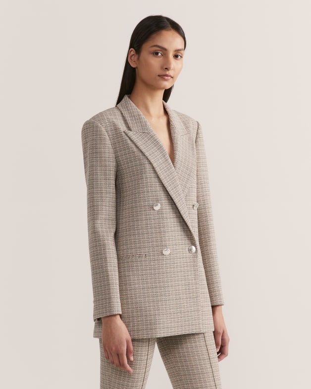 Check double breasted cheap blazer womens