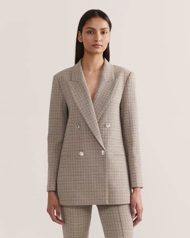 Check double top breasted blazer womens