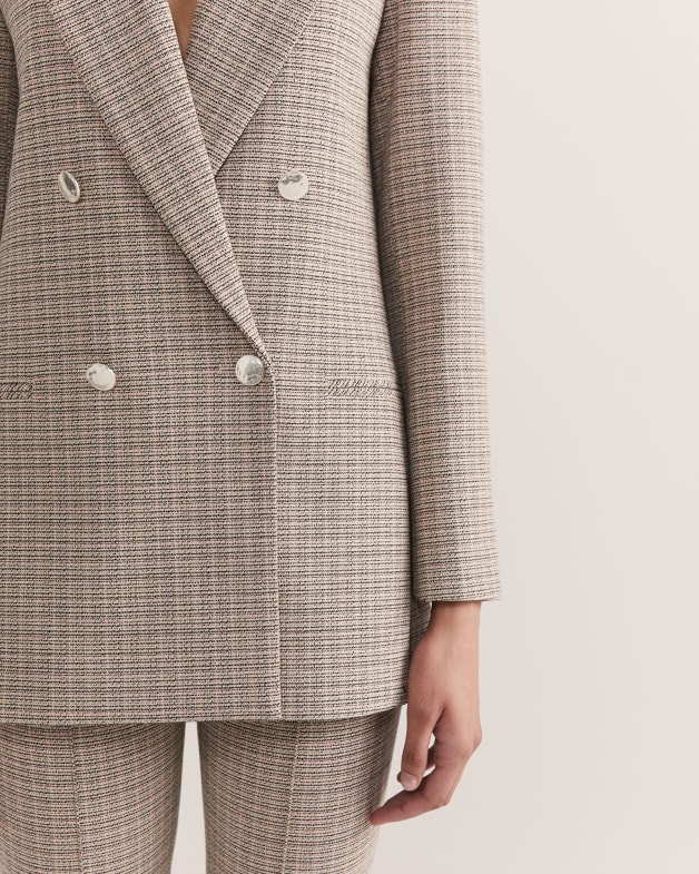Grey check discount double breasted blazer