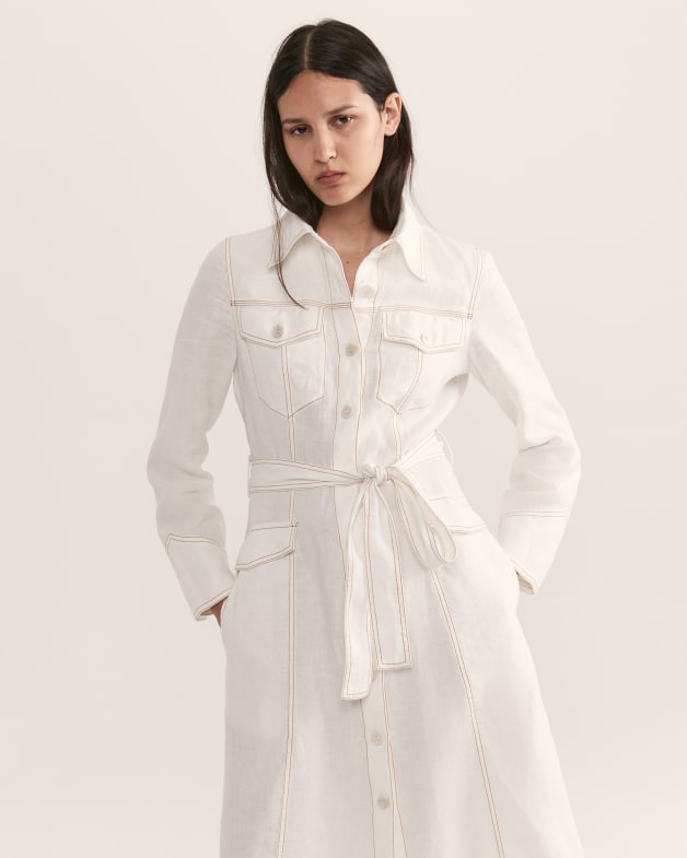 Lila Linen Belted Shirt Dress SABA
