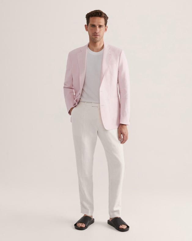 Mens pink linen sales blazer