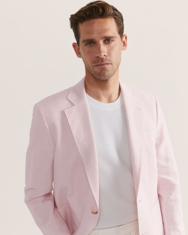 Mens pink discount linen blazer