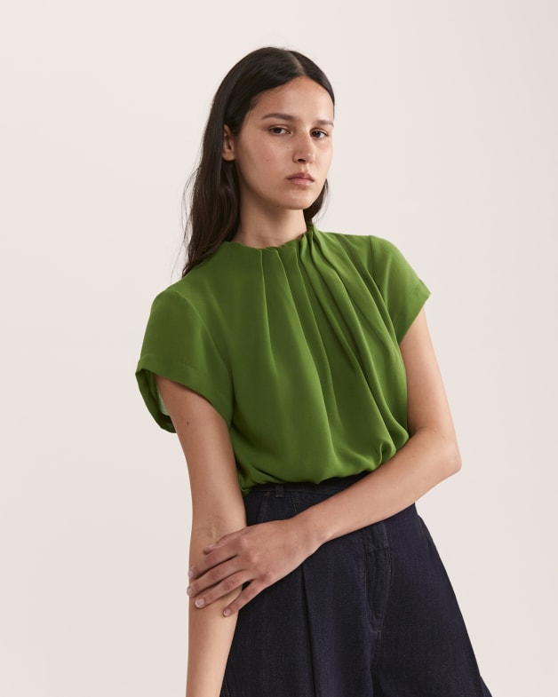 Black high neck top short sleeve on sale